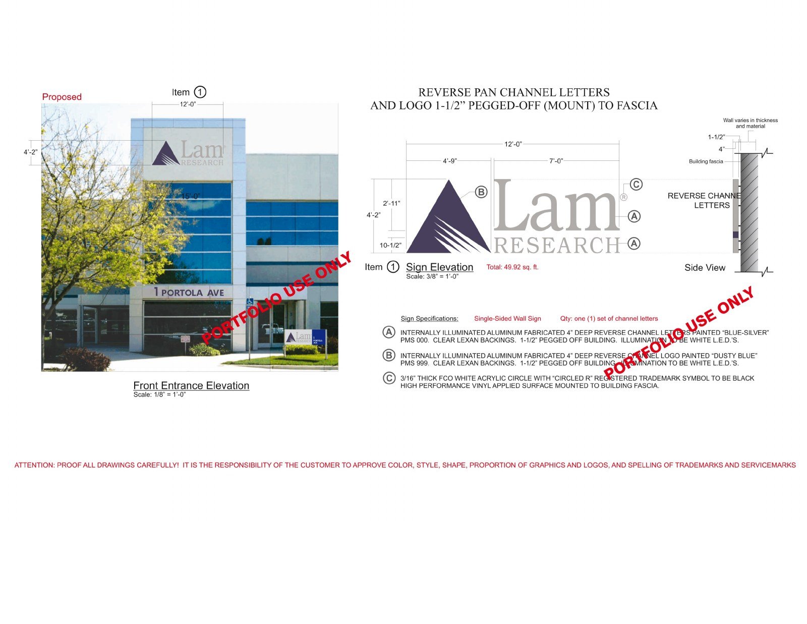 Lam Research wall sign elevation and specifications